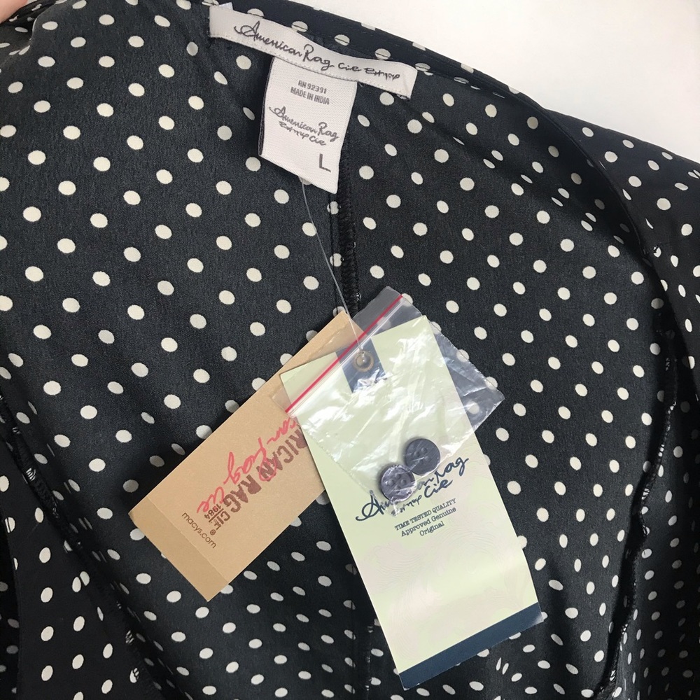 American Rag Black and White Polka Dot Long Sleeve Dress - Picture 7 of 9